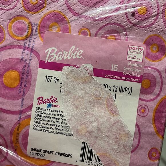 Barbie Mattel 2002 Vintage Pink Polka Dot Circles Party Napkins 16 Count NEW - Picture 2 of 6